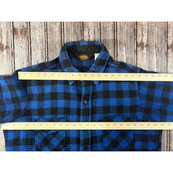 Woolrich Plaid Wool Heavy Flannel Shacket Jacket Shirt sz XL blue check VTG Y2K - Picture 4 of 5